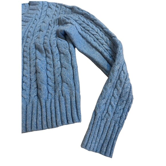 American Eagle Blue Cropped Knit Cardigan - Picture 4 of 8